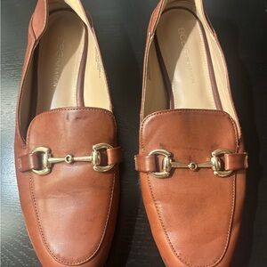 BCBGeneration Tan Loafers with Gold Buckle